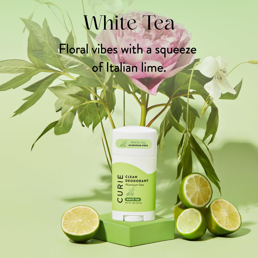 Curie Natural Deodorant for Women – White Tea – Aluminum-Free, Vegan, Paraben-Free (3-pack)