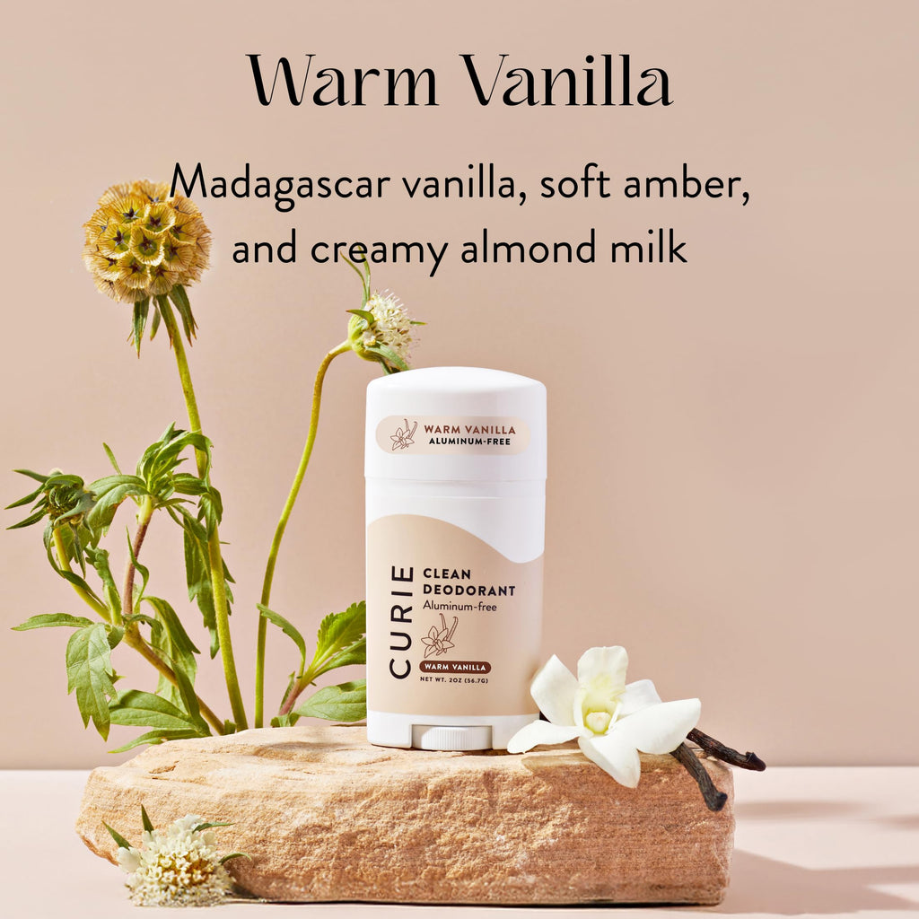 Curie Natural Deodorant for Women – Warm Vanilla | Aluminum-Free, Clean & Vegan (3pk)