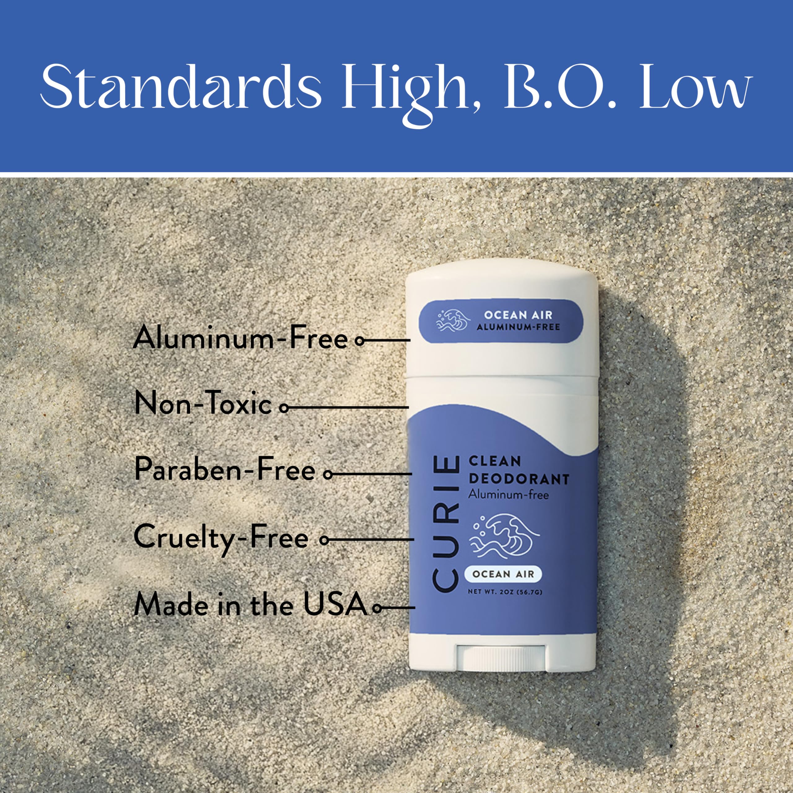 Curie Ocean Air Natural Deodorant for Women – Aluminum-Free, 3-Pack