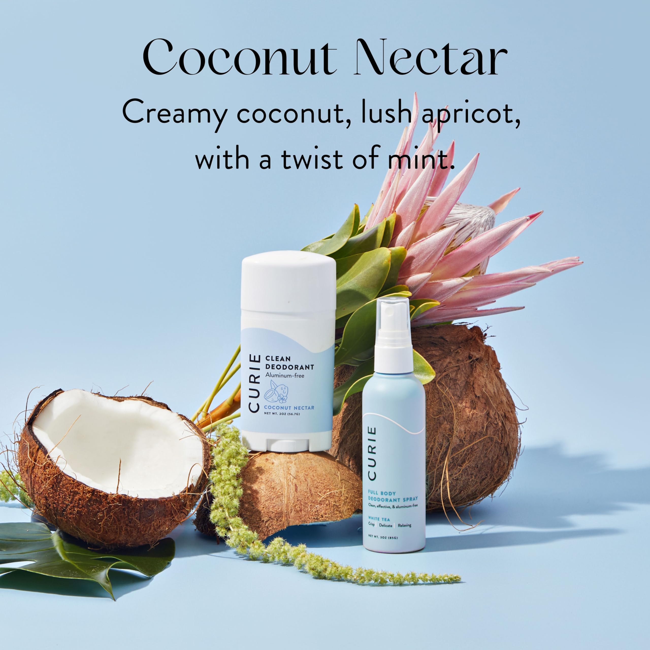 Curie Natural Deodorant for Women — Coconut Nectar, Aluminum-Free, 2-Pack