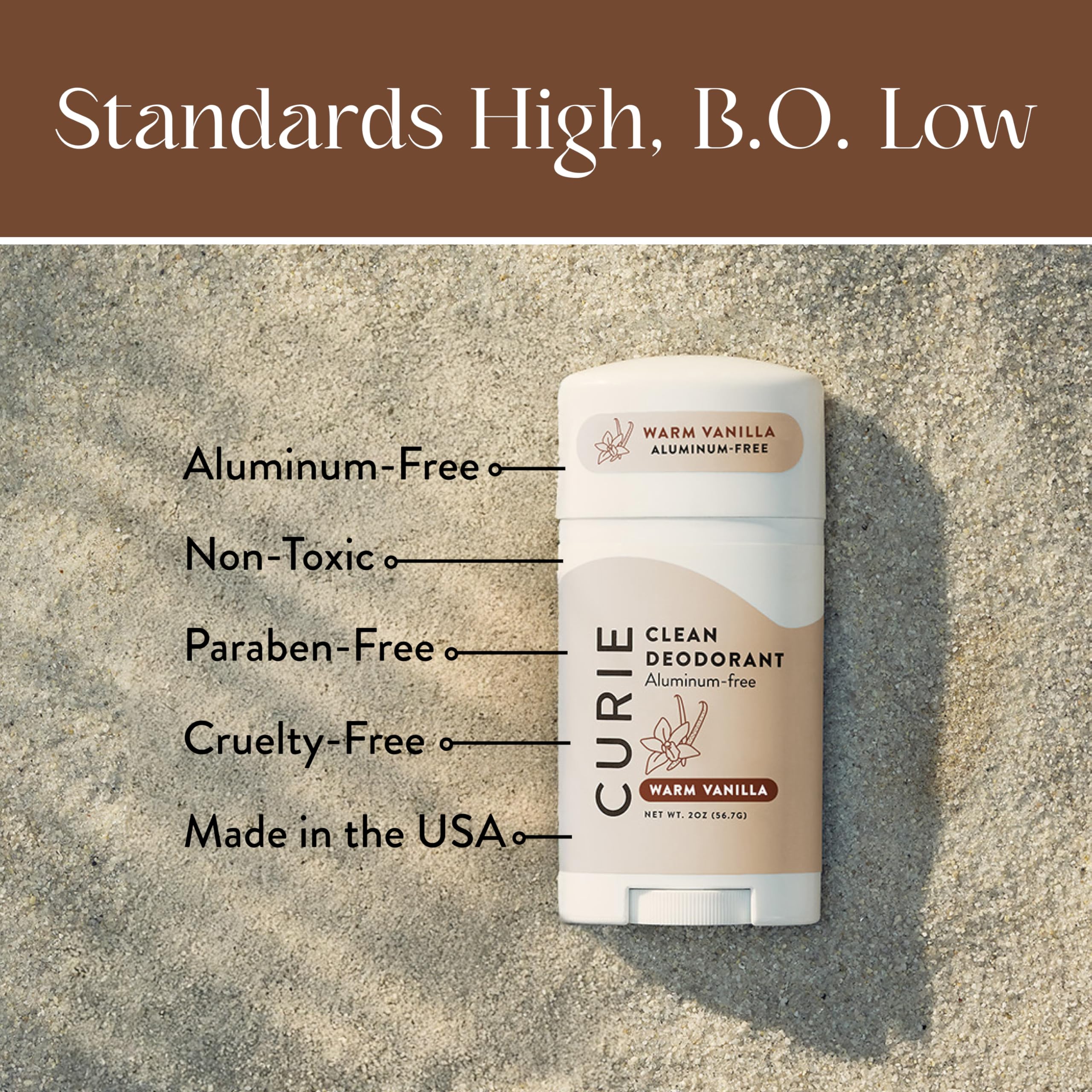 Curie Natural Deodorant for Women – Warm Vanilla | Aluminum-Free, Clean & Vegan (3pk)