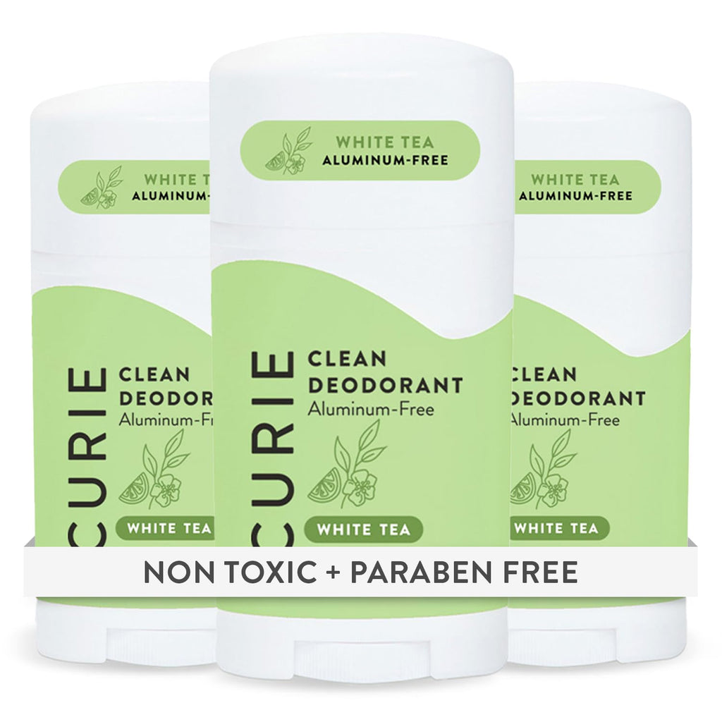 Curie Natural Deodorant for Women – White Tea – Aluminum-Free, Vegan, Paraben-Free (3-pack)
