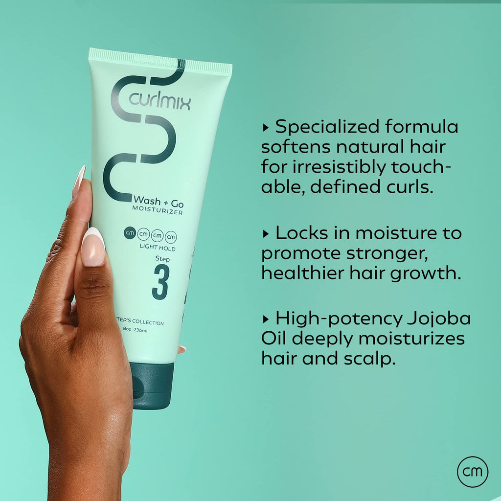 CurlMix Wash + Go Moisturizer – Light Hold with Jojoba Oil for Fine Curls