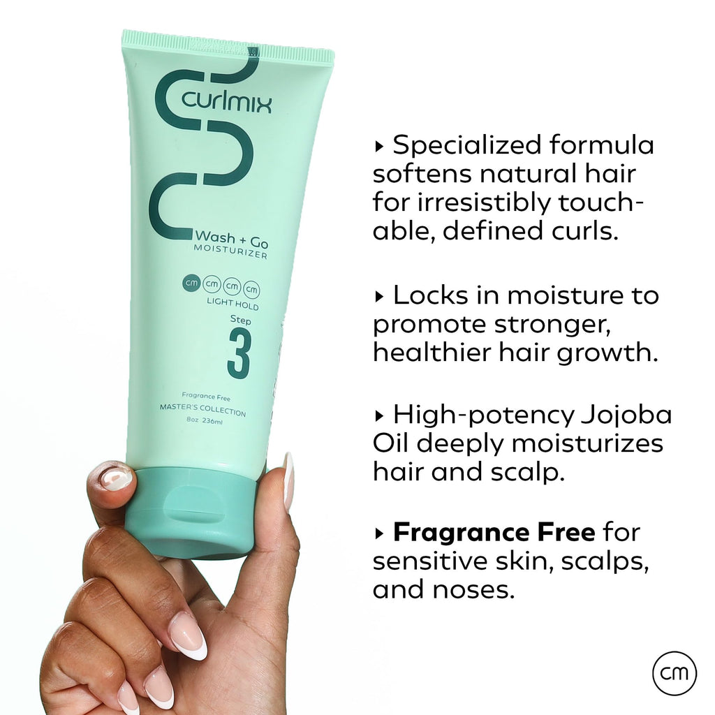 CurlMix Wash + Go Moisturizer for Curly Hair – Light Hold, Jojoba Oil, Fragrance Free