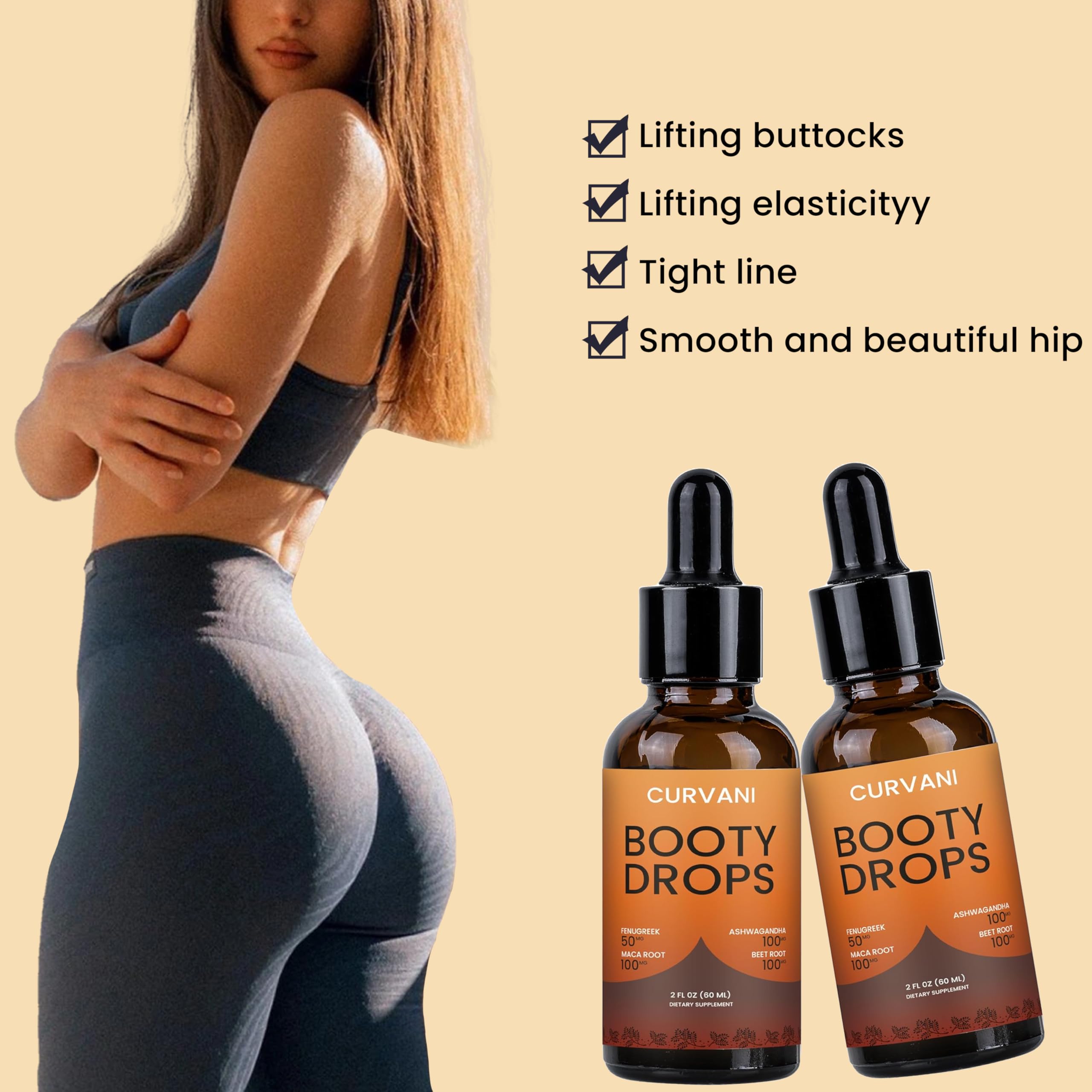 Curvani Booty Drops Lifting Serum – 2 oz Concentrated Formula for Curves