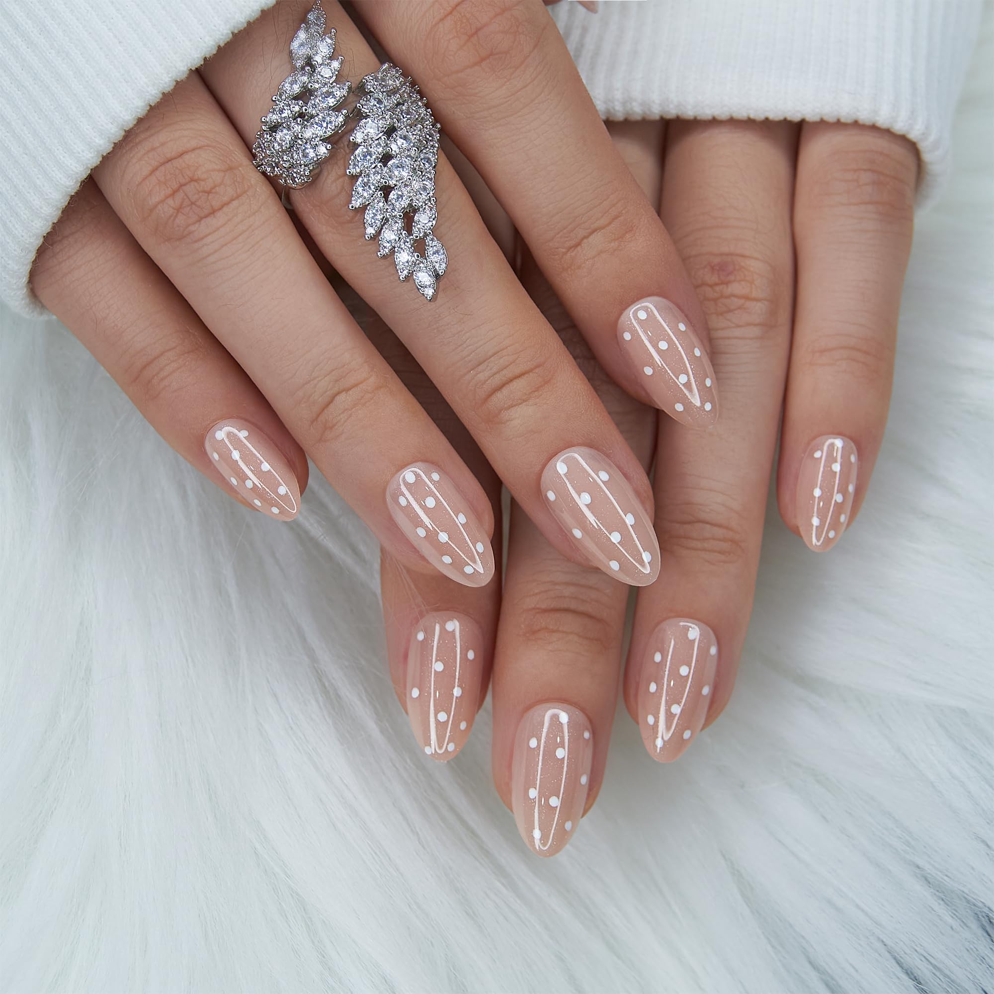 CurvLife Almond Press On Nails Medium – 30 Pcs Soft Gel Nails with Glue Tabs, Natural Fit & Salon-Quality