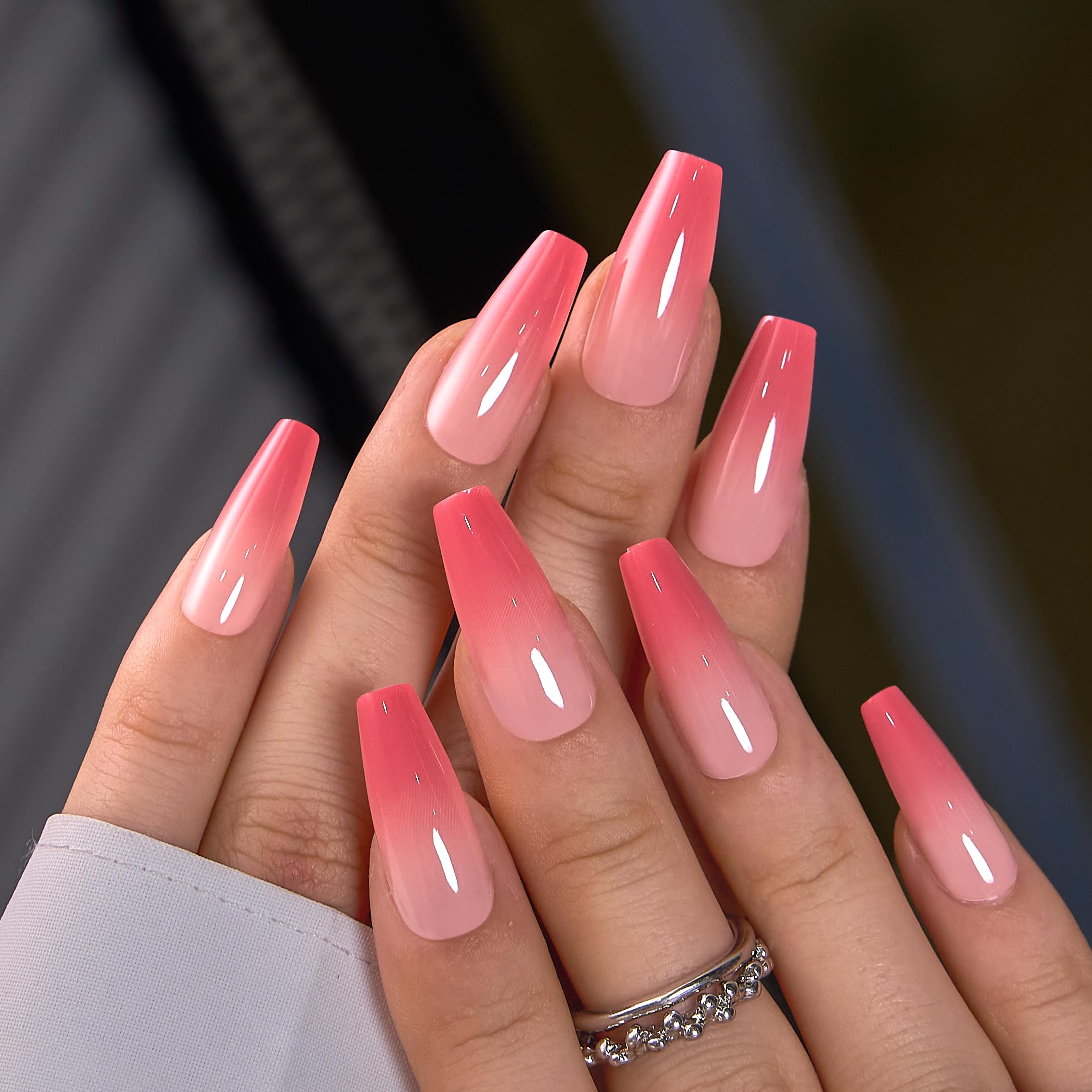 CurvLife Soft Gel Press On Nails – Square, Long-Lasting Reusable Kit (Blush Flow)