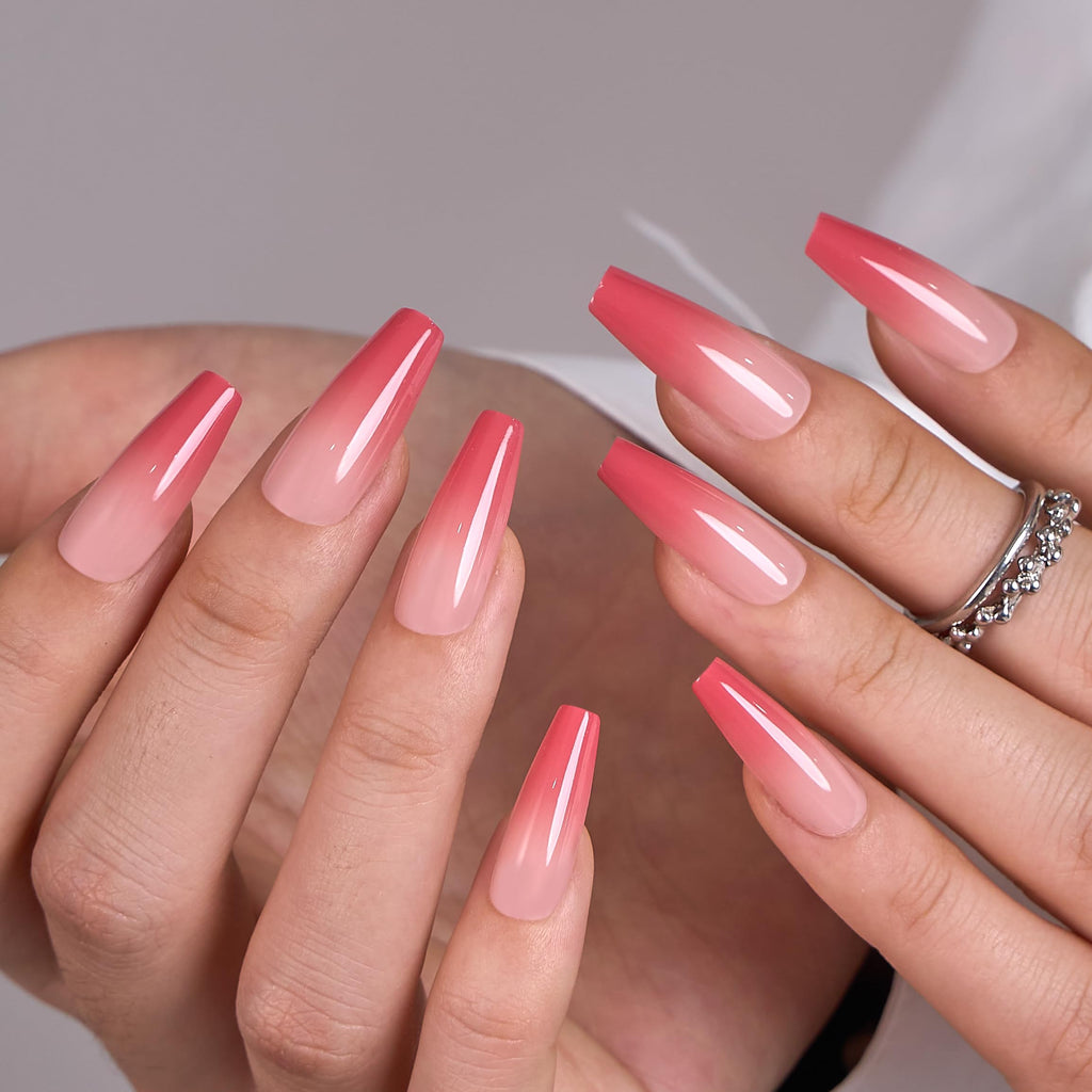 CurvLife Soft Gel Press On Nails – Square, Long-Lasting Reusable Kit (Blush Flow)