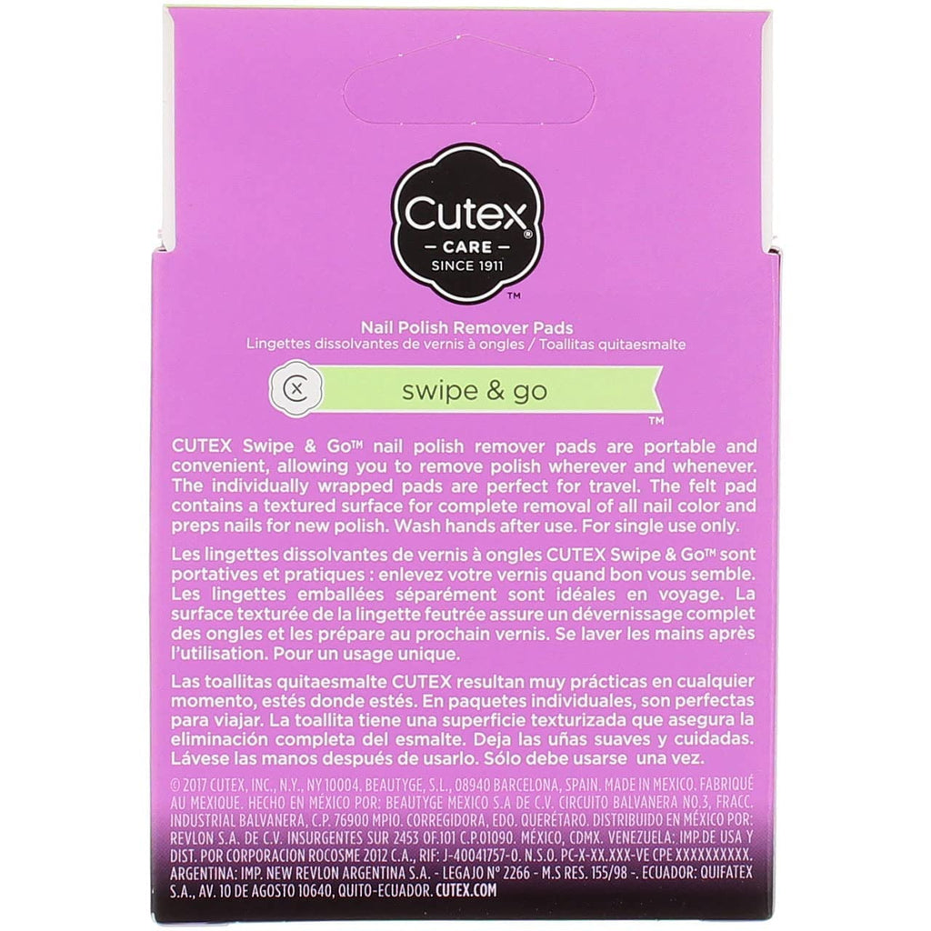 Cutex Swipe and Go Nail Polish Remover Pads (Pack of 4) – Non-Acetone