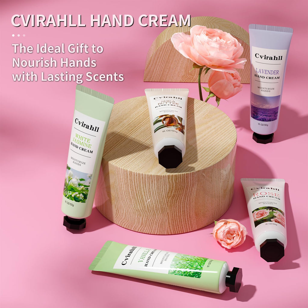 Cvirahll 20-Pack Hand Cream Gifts Set – 5 Natural Scents for Dry Hands