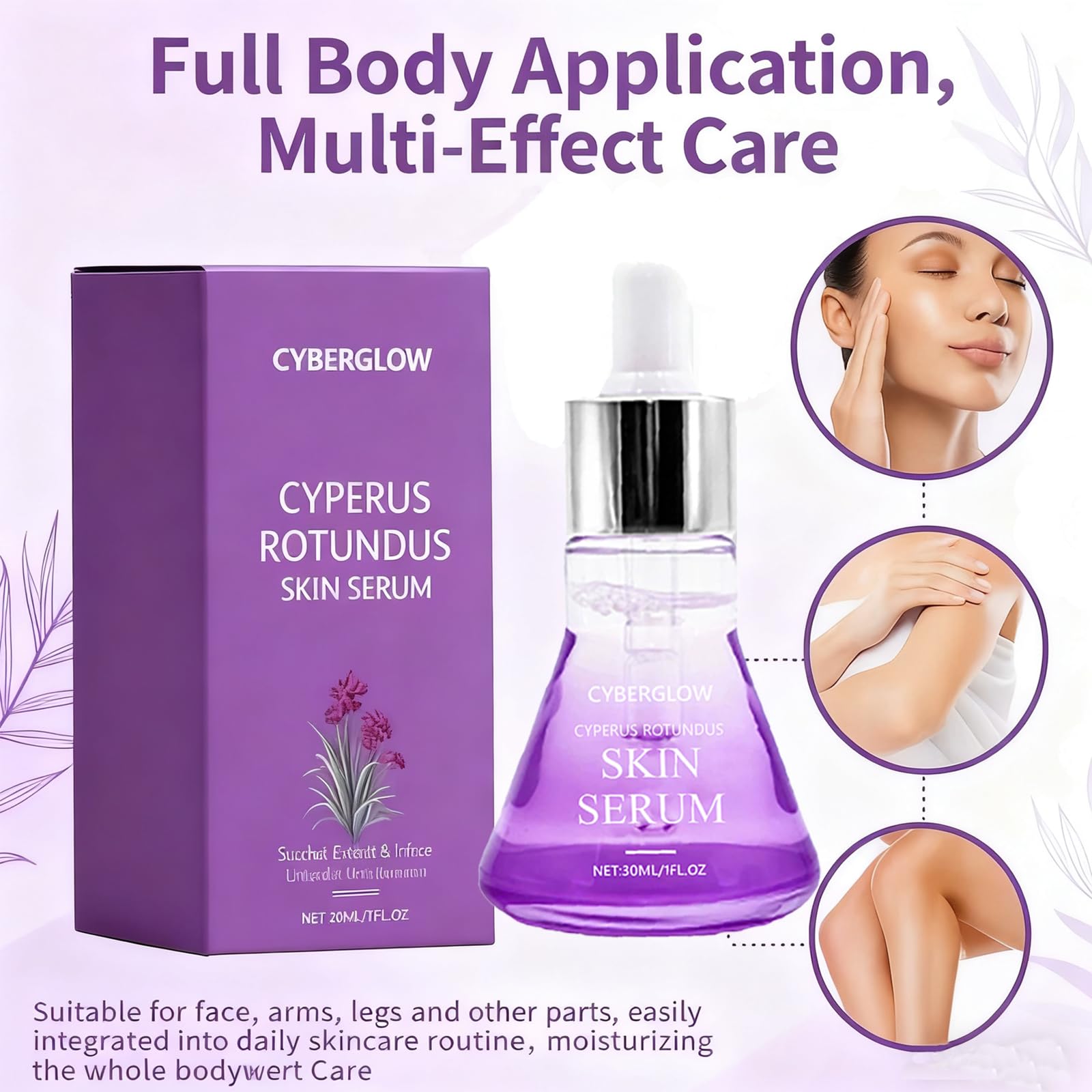 Cyberglow Cyperus Rotundus Skin Serum & Hair Remover – Natural Plant-Based Moisturizing Oil (1pc)