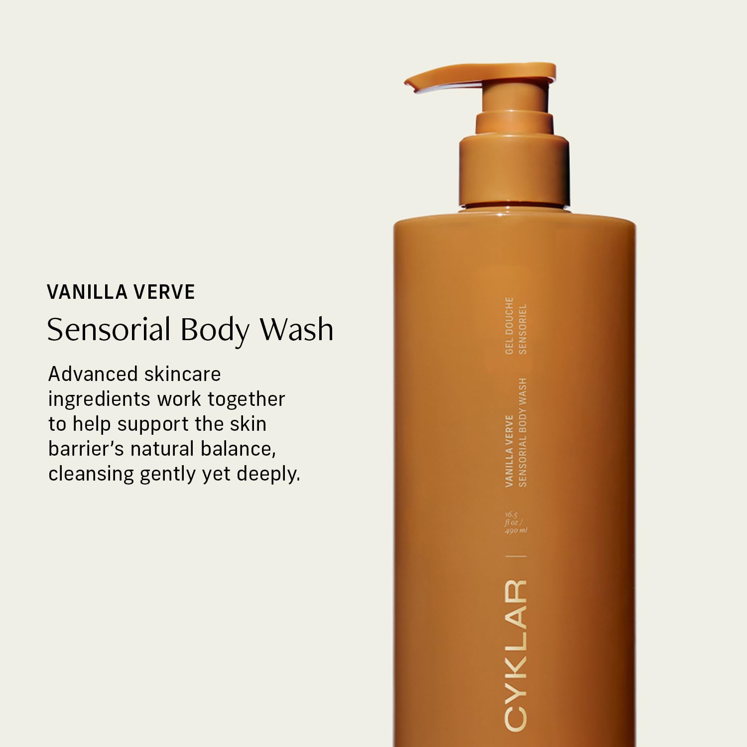 CYKLAR Sensorial Body Wash - Vanilla Verve Hydrating Cleanser with Multi-Oil Complex | 16.5 fl oz