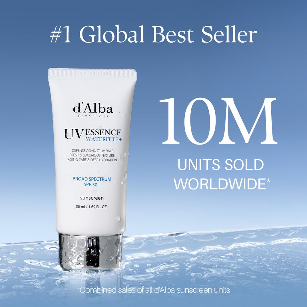 d'alba Piedmont Waterfull Essence Sunscreen SPF 50+ – Vegan, Lightweight, Glowy Finish