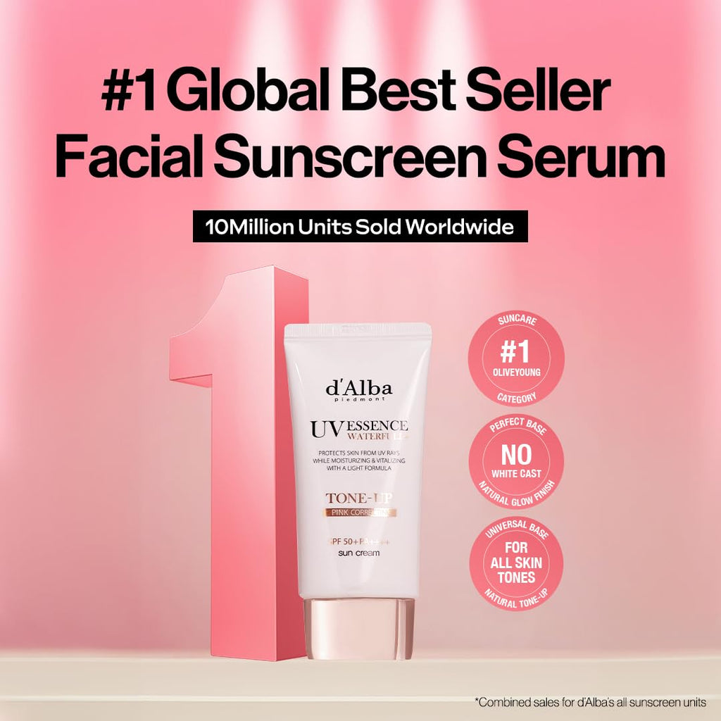 d'alba Piedmont Waterfull Tone-Up Sunscreen Serum – Broad Spectrum SPF 50+ (2 x 1.69 fl oz)