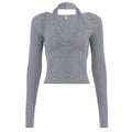 Women's Halterneck Waist-Cinching Camisole With Long Sleeves
