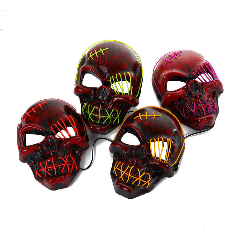 Halloween Scary One-Eyed Pirate Mask Cosplay Led Mask Adult Glowing Mask EL Wire Light Up For Halloween Festival Party Bar