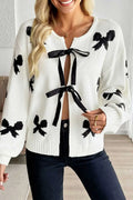 White Lace Bow Knit Cardigan Women UK