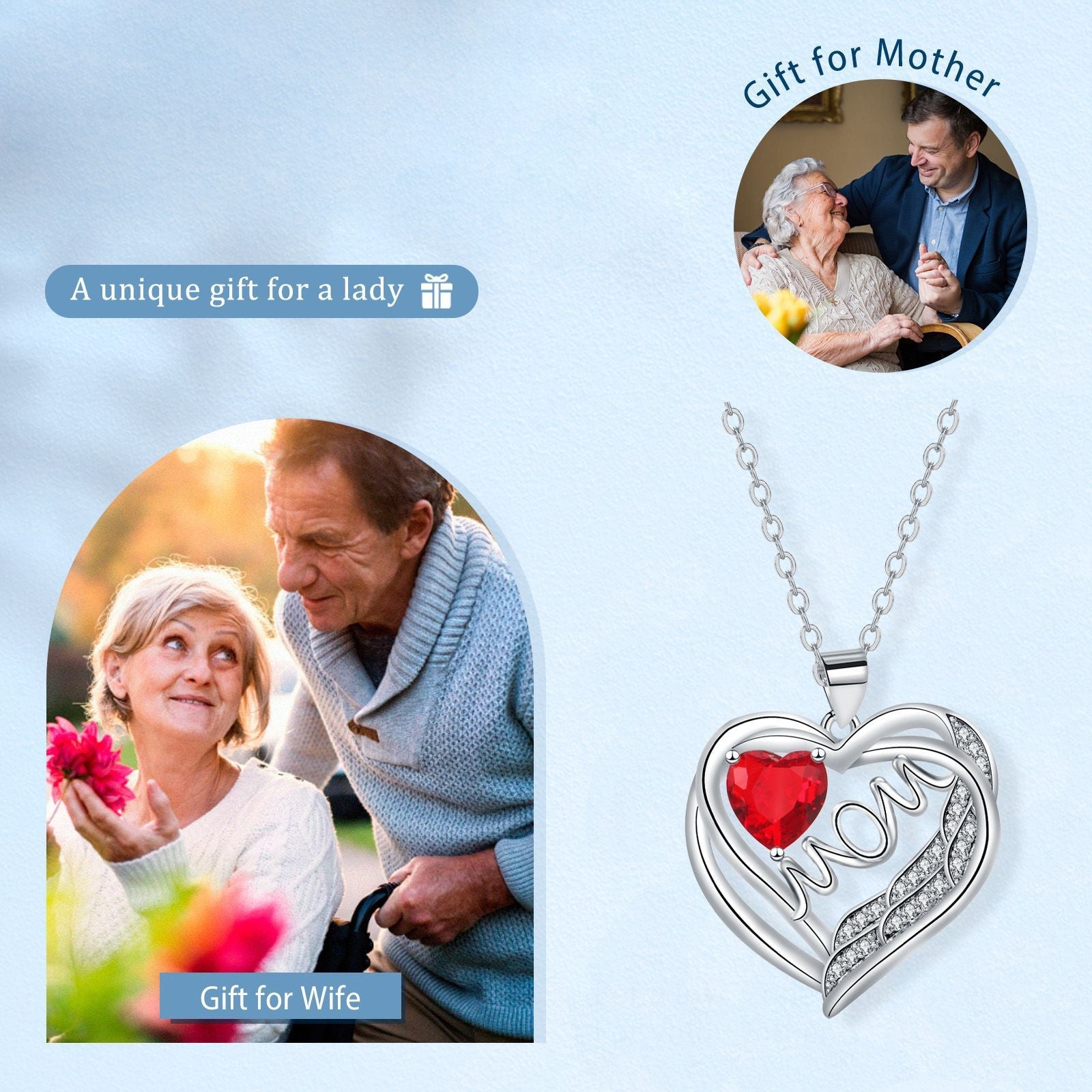 Elegant Fashion Heart Pendant Mom Necklace Mother's Day Gift