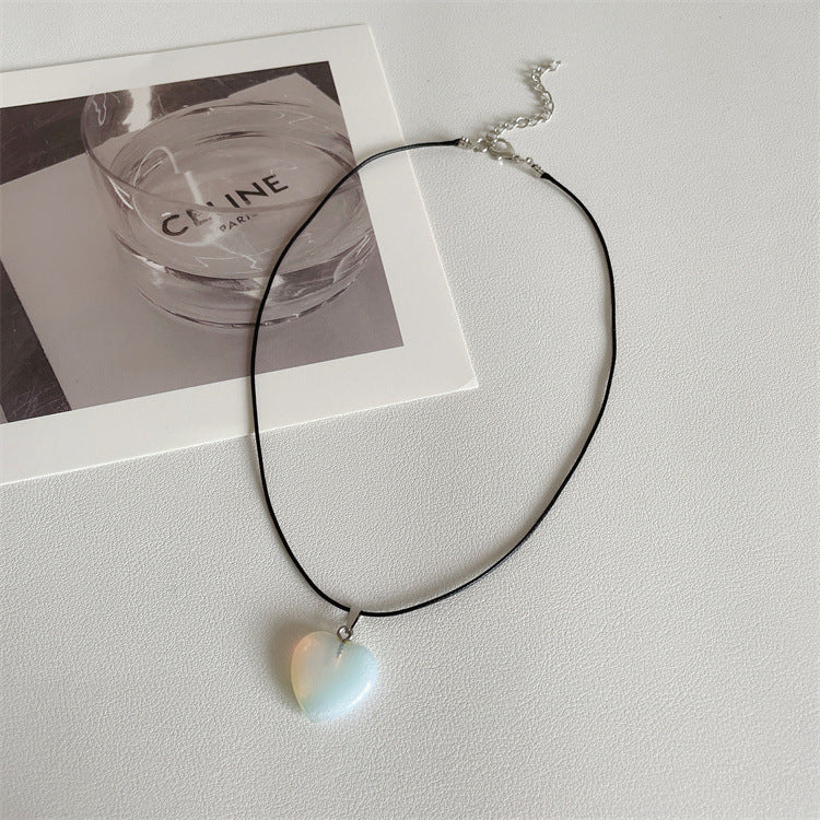 South Korea Ins Style Jade Square Peach Heart Necklace