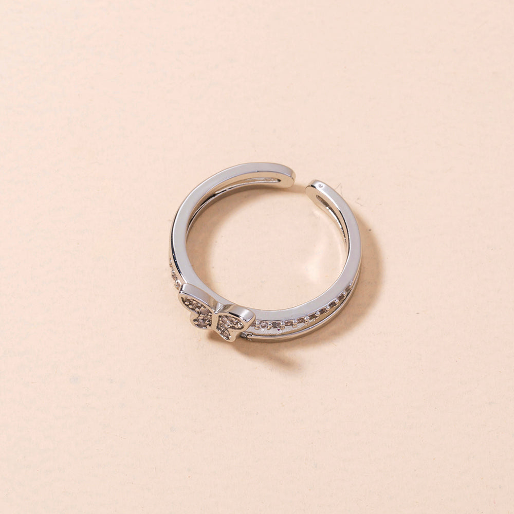 Delicate Micro-inlaid Butterfly Ring Adjustable Hand Inlaid Zircon Ring Female