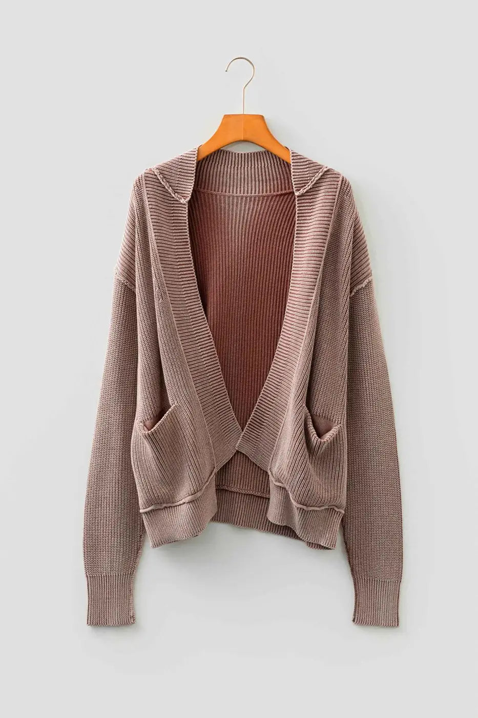 Stonewash Patchwork Knit Open Cardigan Women UK