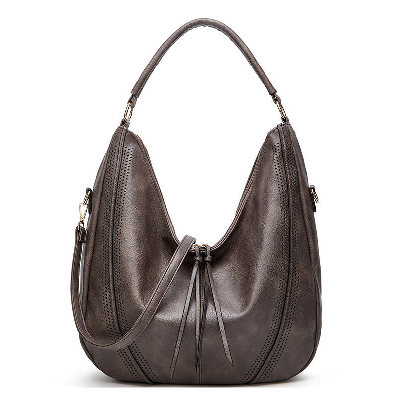 New Trend Retro Large Capacity Tote Shoulder Bag Tassel Hollow One-shoulder Casual Bag Women's Big Bag Casual Bag