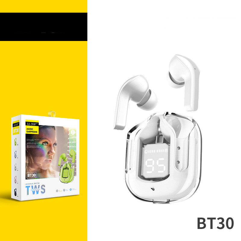 Premium Mini Transparent Wireless Earbuds - Bluetooth 5.3 ENC Noise Cancelling Headphones with Digital Display