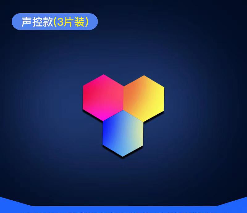 Compatible with Apple, Wireless Smart Phone Controlled LED Modular Honeycomb Light DIY Assembly Hexagonal Quantum Light Working With Android IOS System