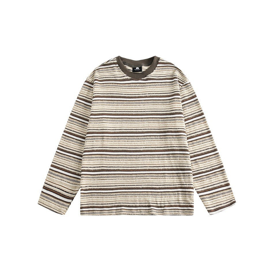 Striped Long-sleeved T-shirt Trendy Men's Women's Pullover Top