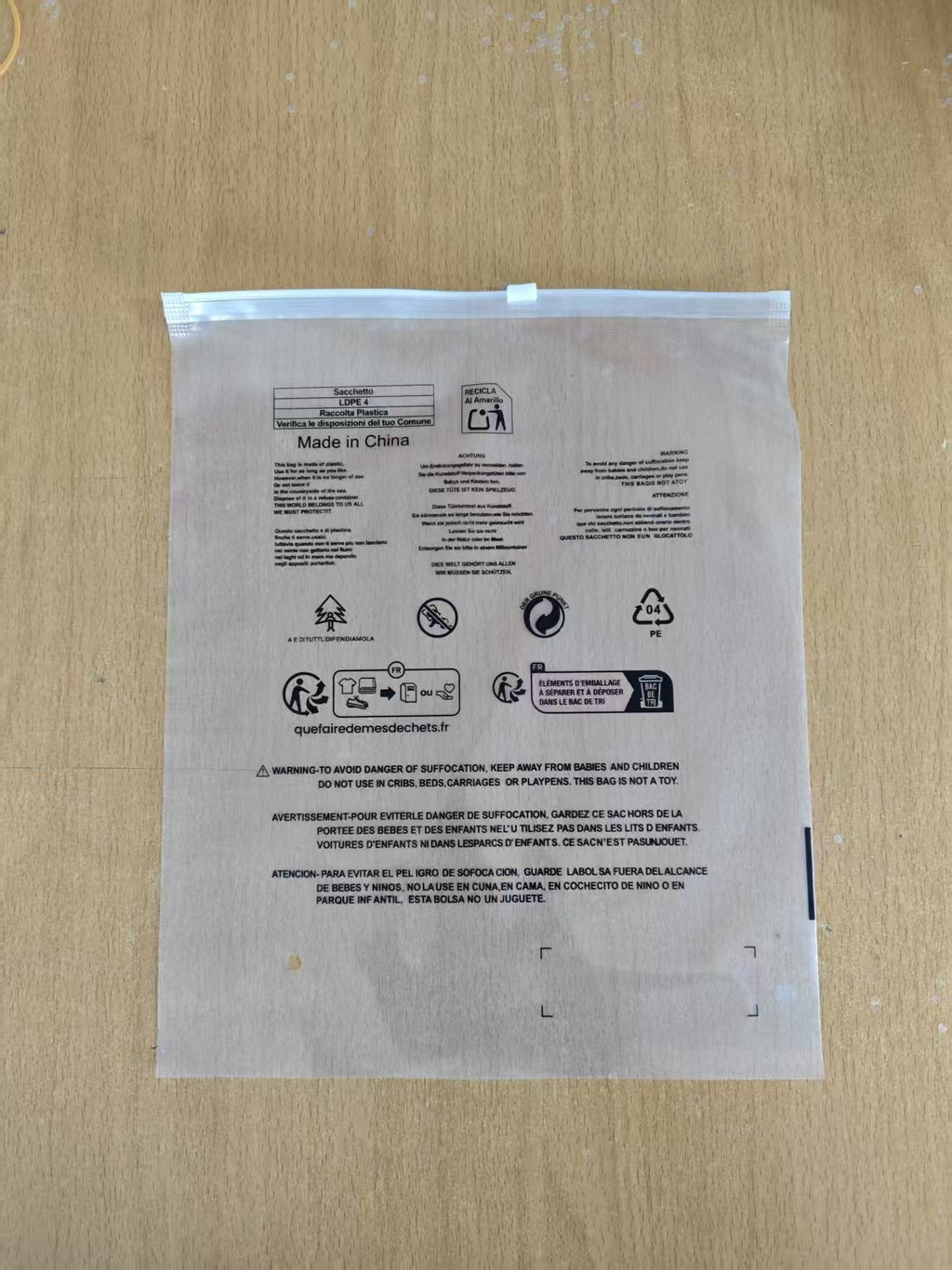 Universal Transparent Zippered Garment Packaging Bag