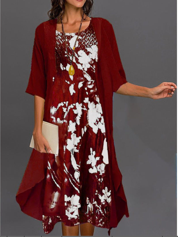 Summer Chiffon Dress Two-piece Set