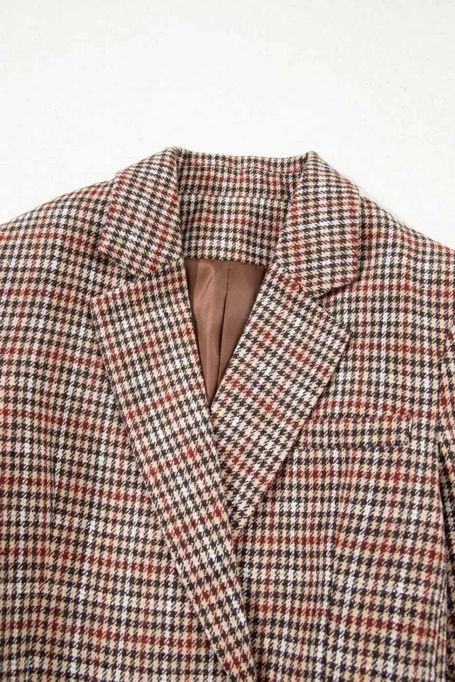 Brown Houndstooth Fitted Blazer Women UK