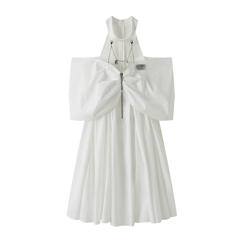 Summer Sleeveless White Halter Dress