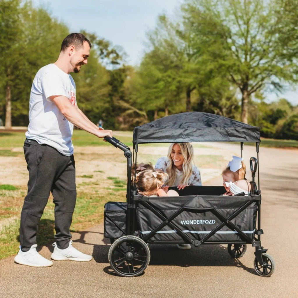 Wonderfold X4R Push and Pull Quad Stroller Wagon - Black