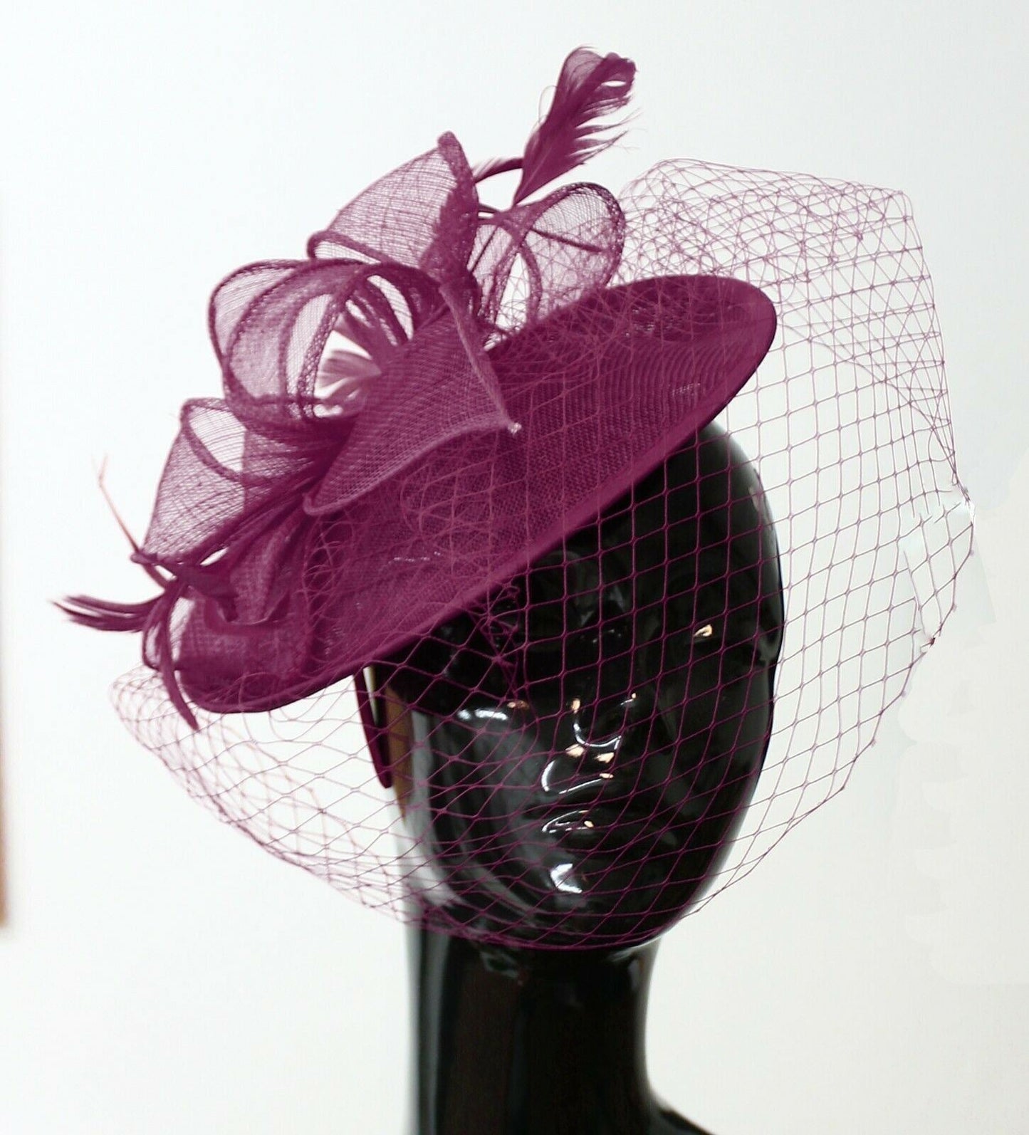 Medium Saucer Sinamay Headband Fascinator Wedding Ascot Hat Hatinator Birdcage Veil