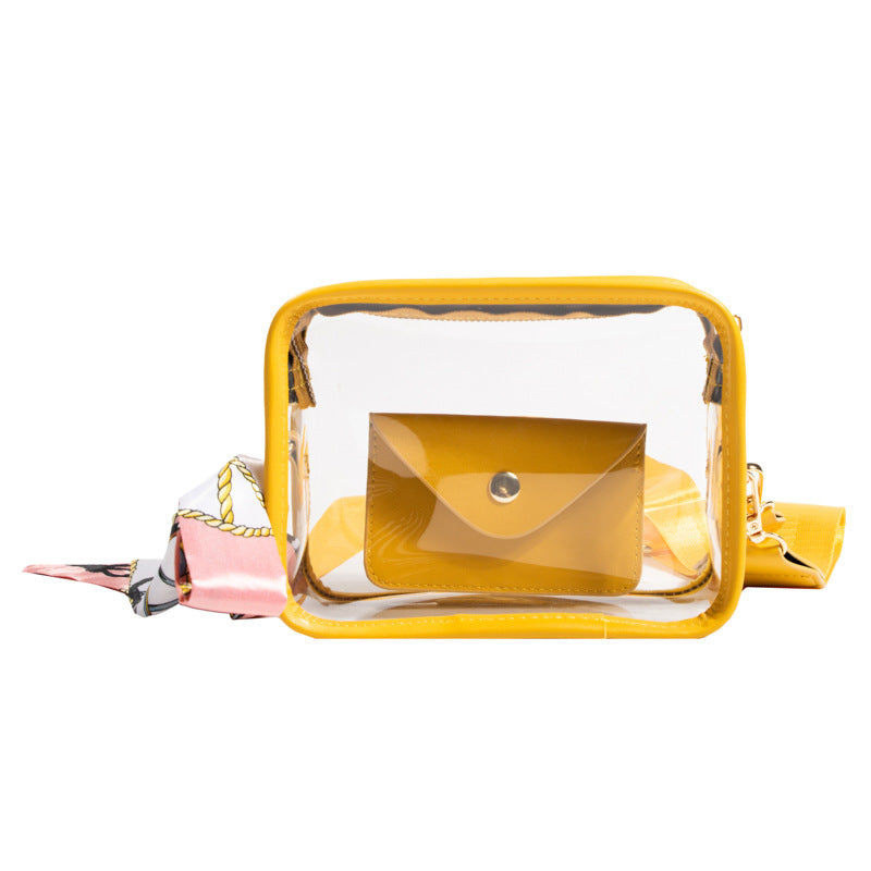 Women's Wide Shoulder Strap PVC Crossbody Transparent Bag