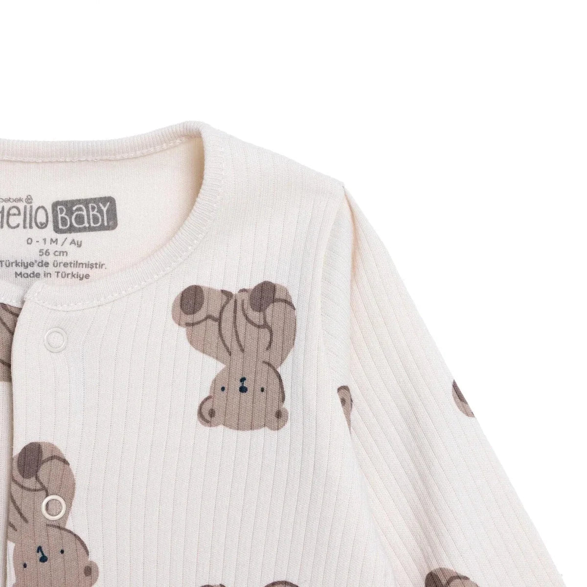 HelloBaby Bear Print Long Sleeve Footed Baby Sleepsuit (Newborn to 6-9 Months)