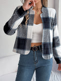 Women's Casual Plaid Long Sleeve Tweed Set