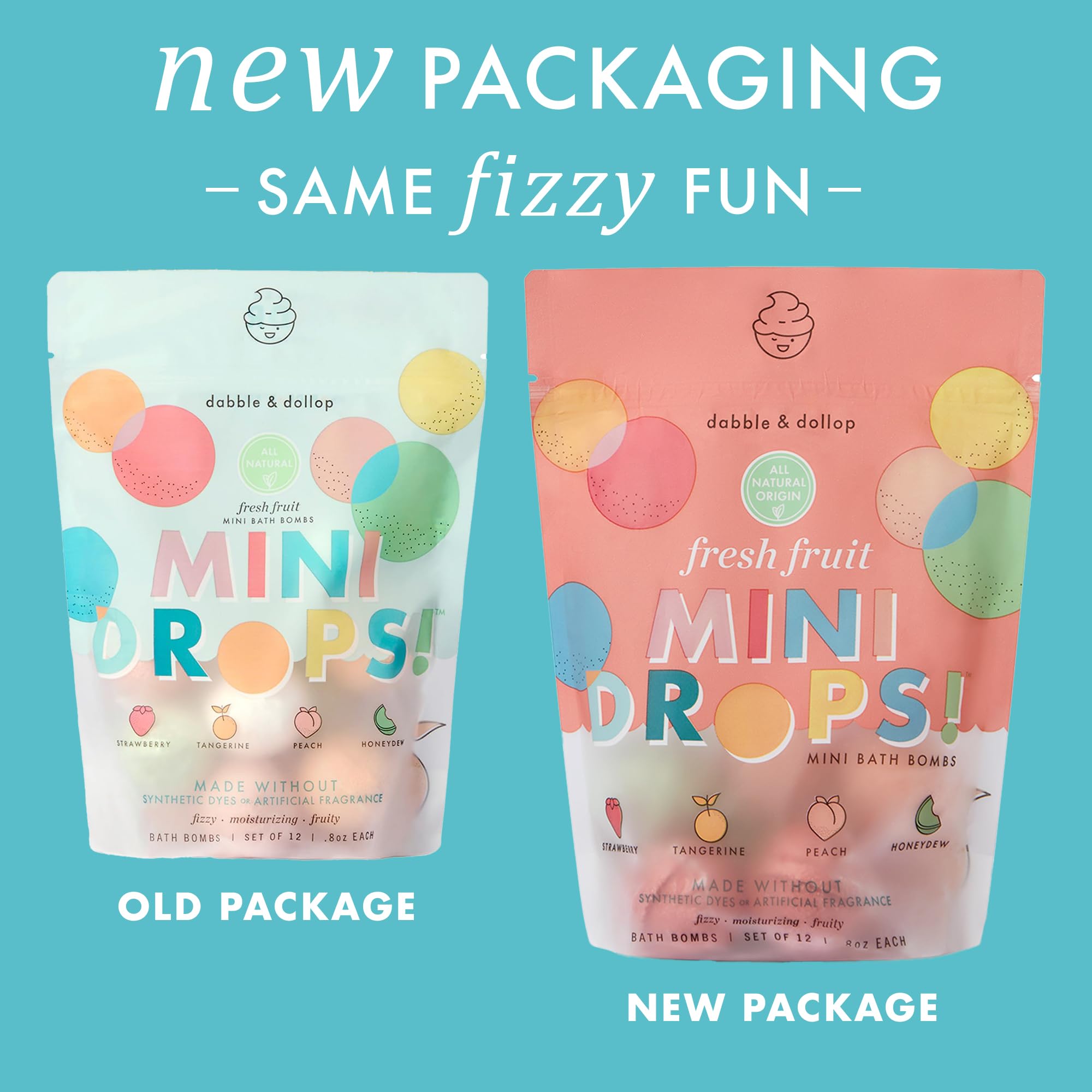 Dabble & Dollop Fresh Fruit Mini Bath Bombs & Blueberry 3-in-1 Cleanser (Pack of 2)