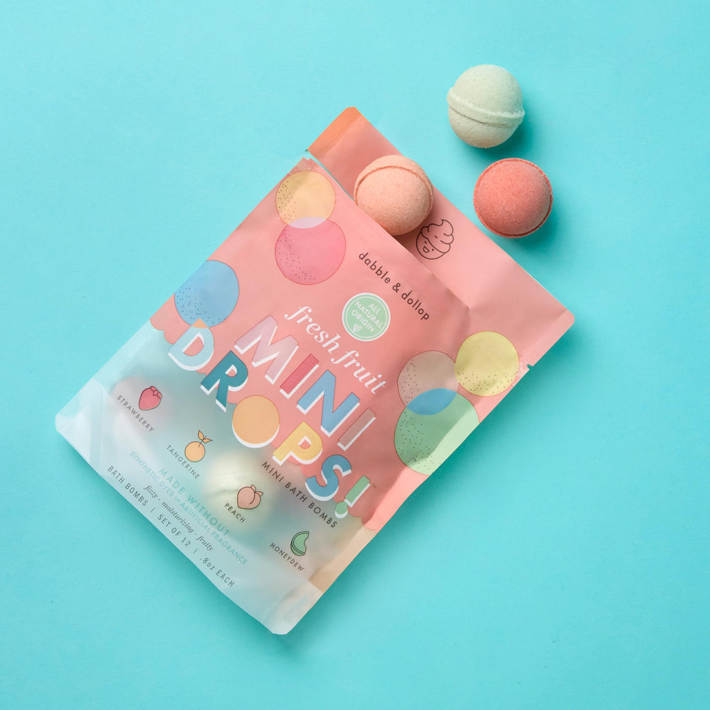 Dabble & Dollop Fresh Fruit Mini Bath Bombs & Blueberry 3-in-1 Cleanser (Pack of 2)