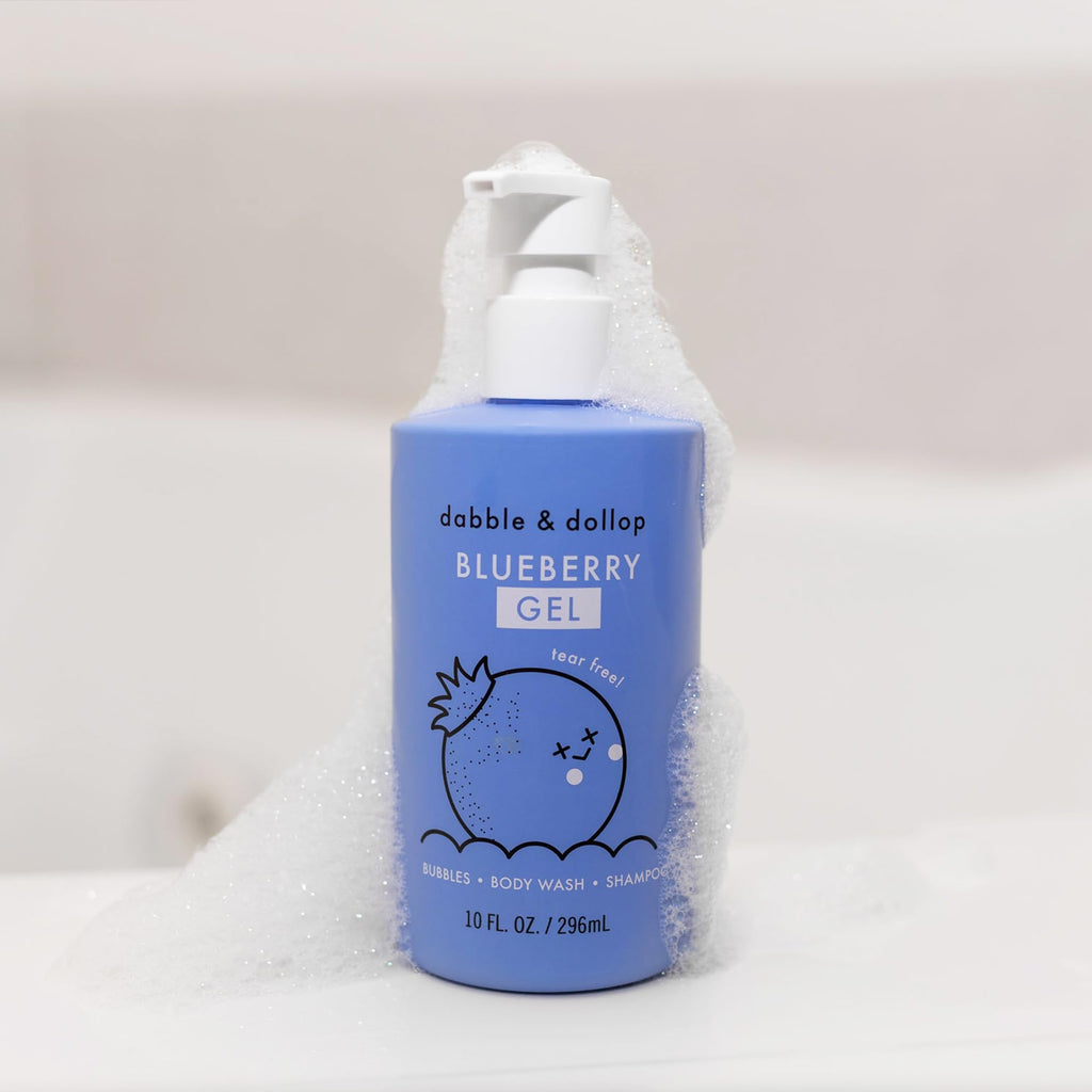 Dabble & Dollop Blueberry 3-in-1 Bubble Bath for Kids – USA-Made, Tear-Free, Paraben & Sulfate Free (10oz x2)