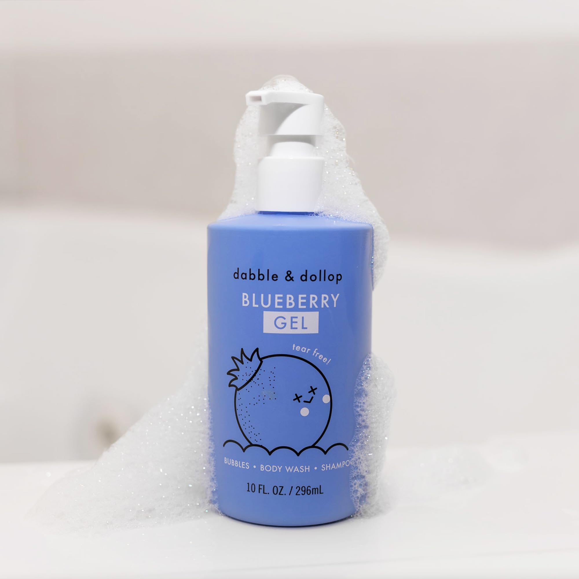 Dabble & Dollop Blueberry 3-in-1 Bubble Bath for Kids – USA-Made, Tear-Free, Paraben & Sulfate Free (10oz x2)