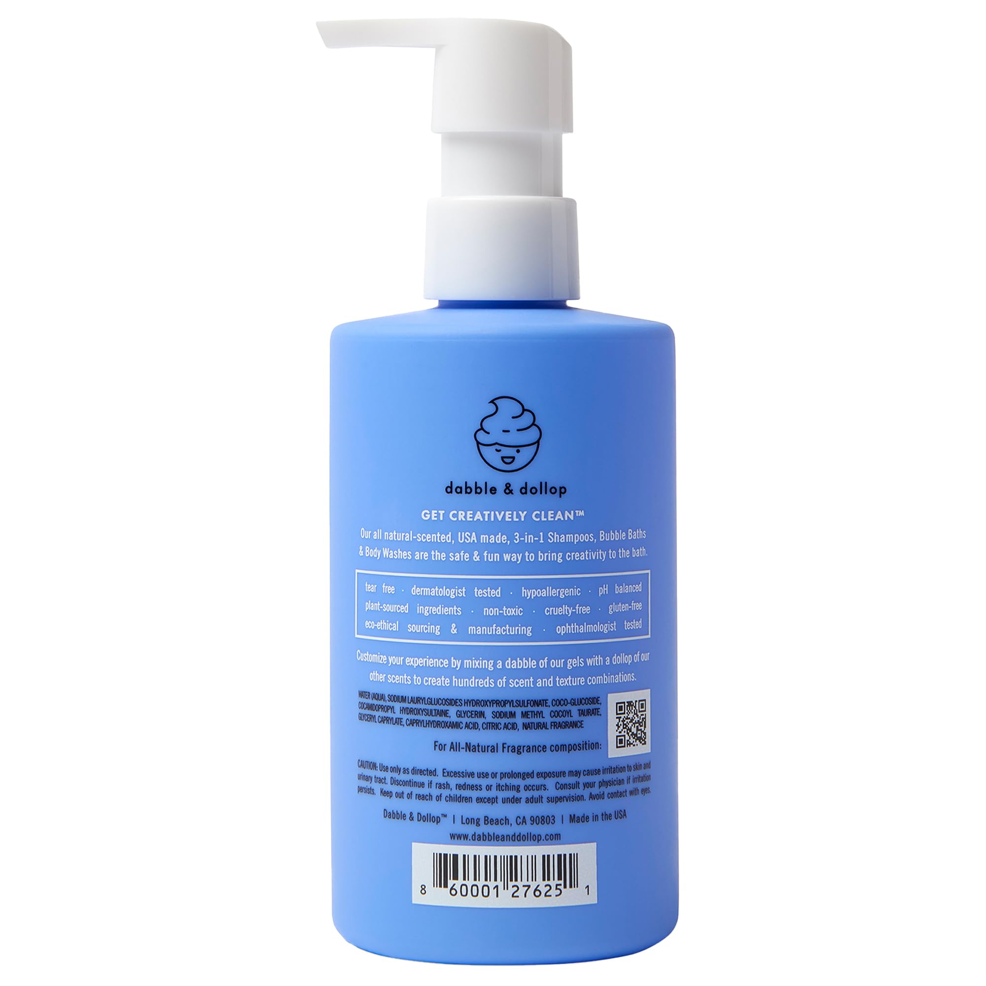 Dabble & Dollop Blueberry 3-in-1 Bubble Bath for Kids – USA-Made, Tear-Free, Paraben & Sulfate Free (10oz x2)