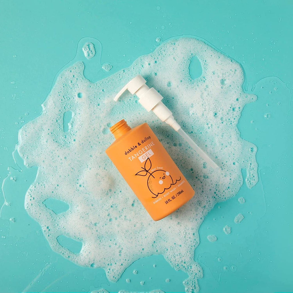 Dabble & Dollop Tangerine 3-in-1 Kids Body Wash, Shampoo & Bubble Bath – Tear-Free, Gentle, Vegan (10 oz x 2)