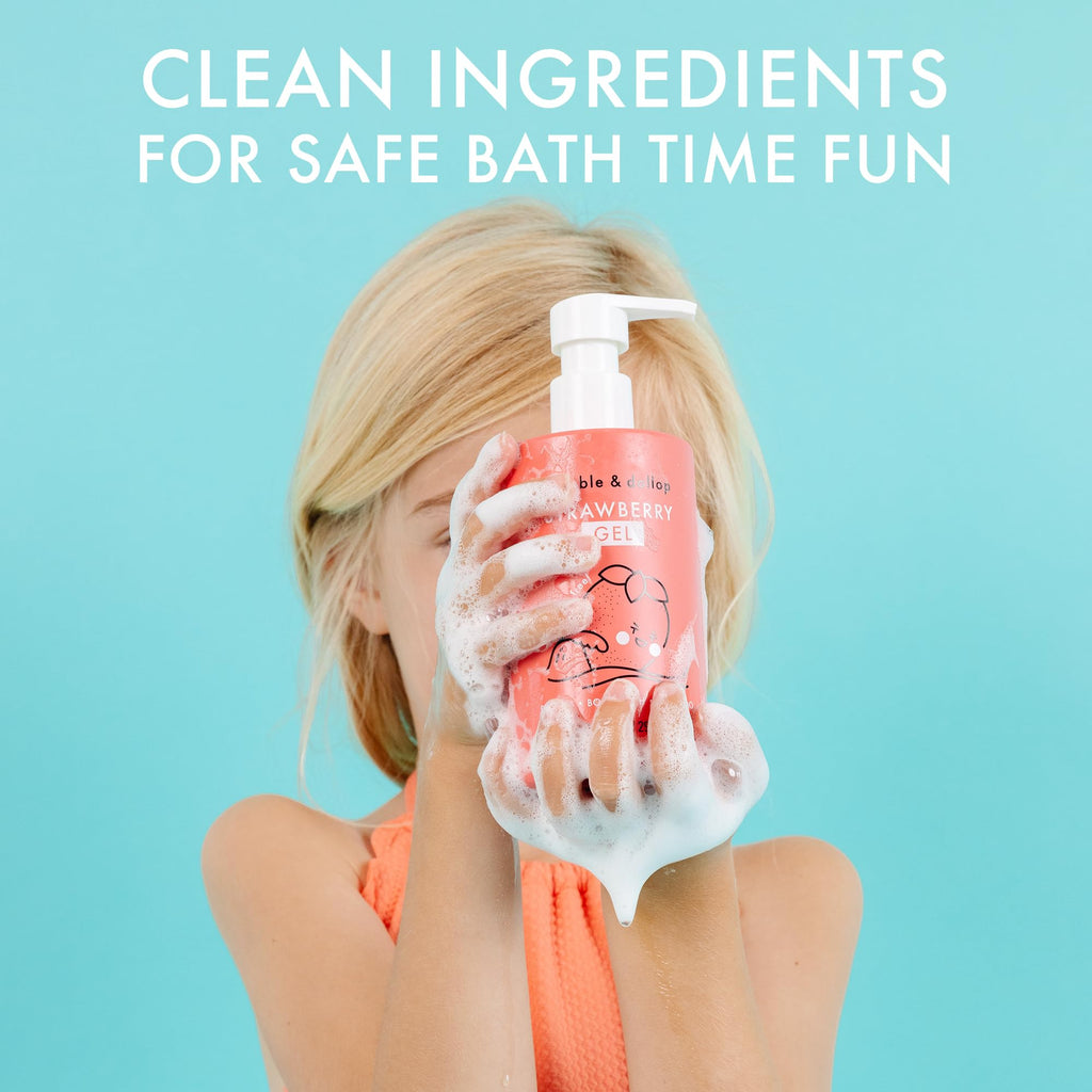 Dabble & Dollop All Natural Strawberry 3-in-1 Kids Bath: Tear-Free, Gentle, Vegan (10 oz x 2)