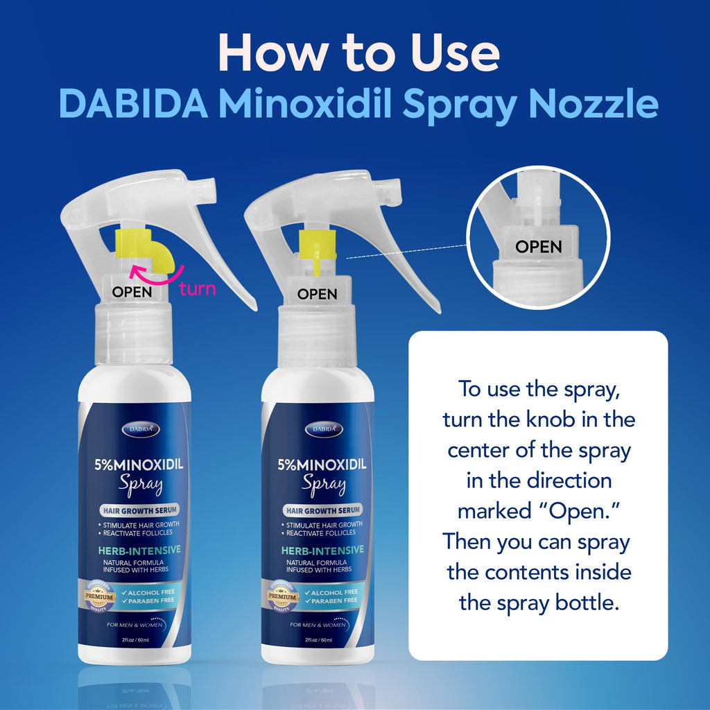 DABIDA 5% Minoxidil Spray for Men & Women – Hair Growth & Beard Growth, 3x60ml