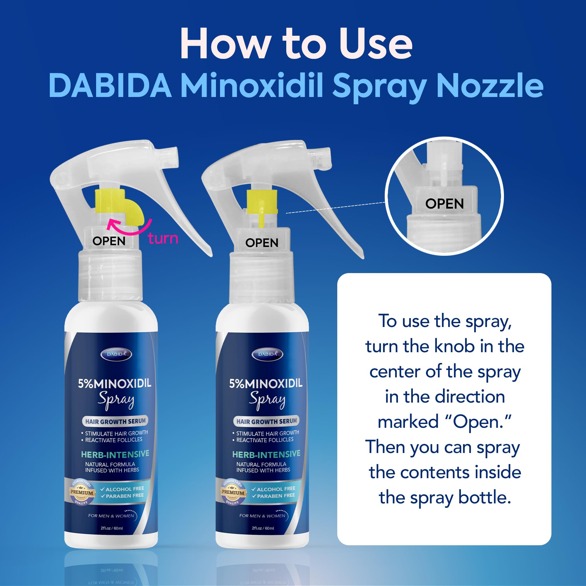 DABIDA 5% Minoxidil Spray for Men & Women – Hair Growth & Beard Growth, 3x60ml