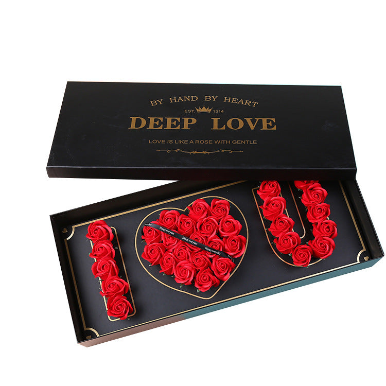 Christmas Valentine's Day Gift I Love You Heart Words Soap Flower Gift Box