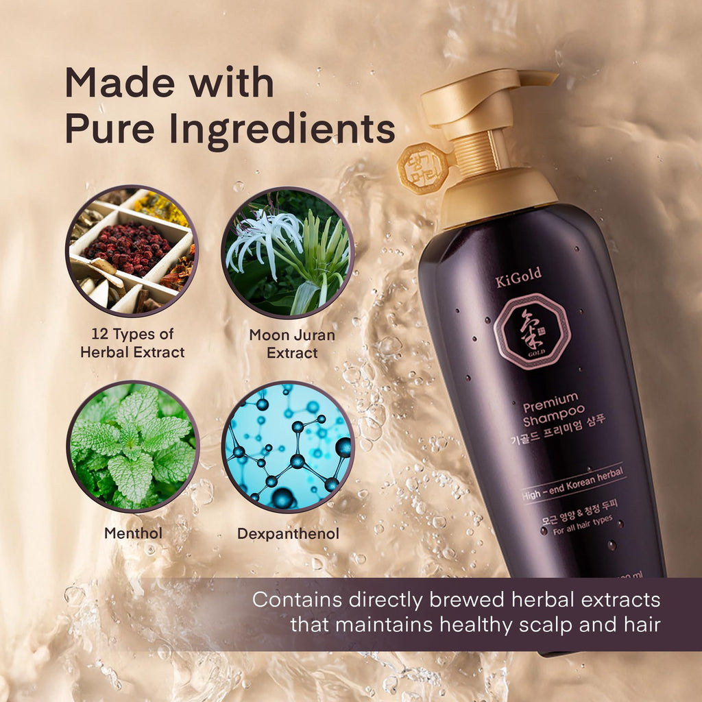 Daeng Gi Meo Ri Ki Gold Premium Shampoo – Hair Growth & Hydration, No Artificial Color, 16.9 oz