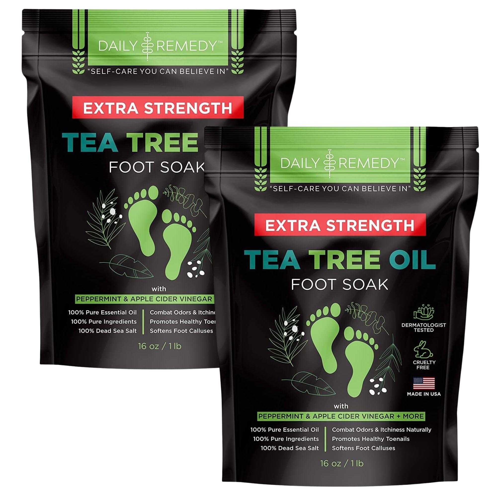 Daily Remedy Extra Strength Tea Tree Foot Soak with Epsom Salt – Made in USA (2 Pack)